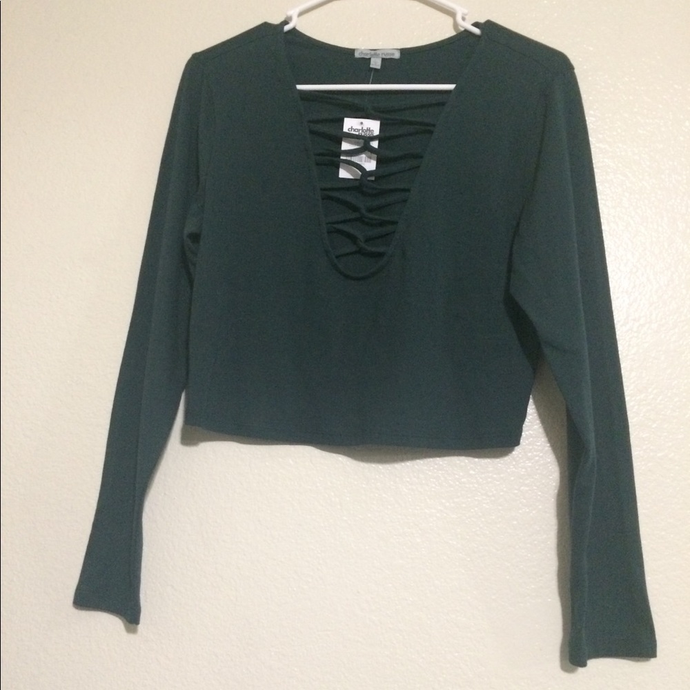 NWT Charlotte Russe Dark Green Crop Top